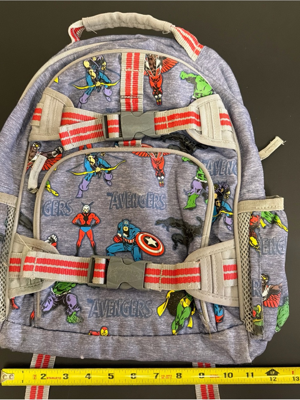 Pottery Barn Kids Backpack - Gray with Multicolor Avengers Print